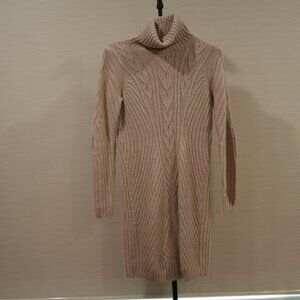 Moda International Womens Turtleneck Cableknit Sweater Dress Cream Large